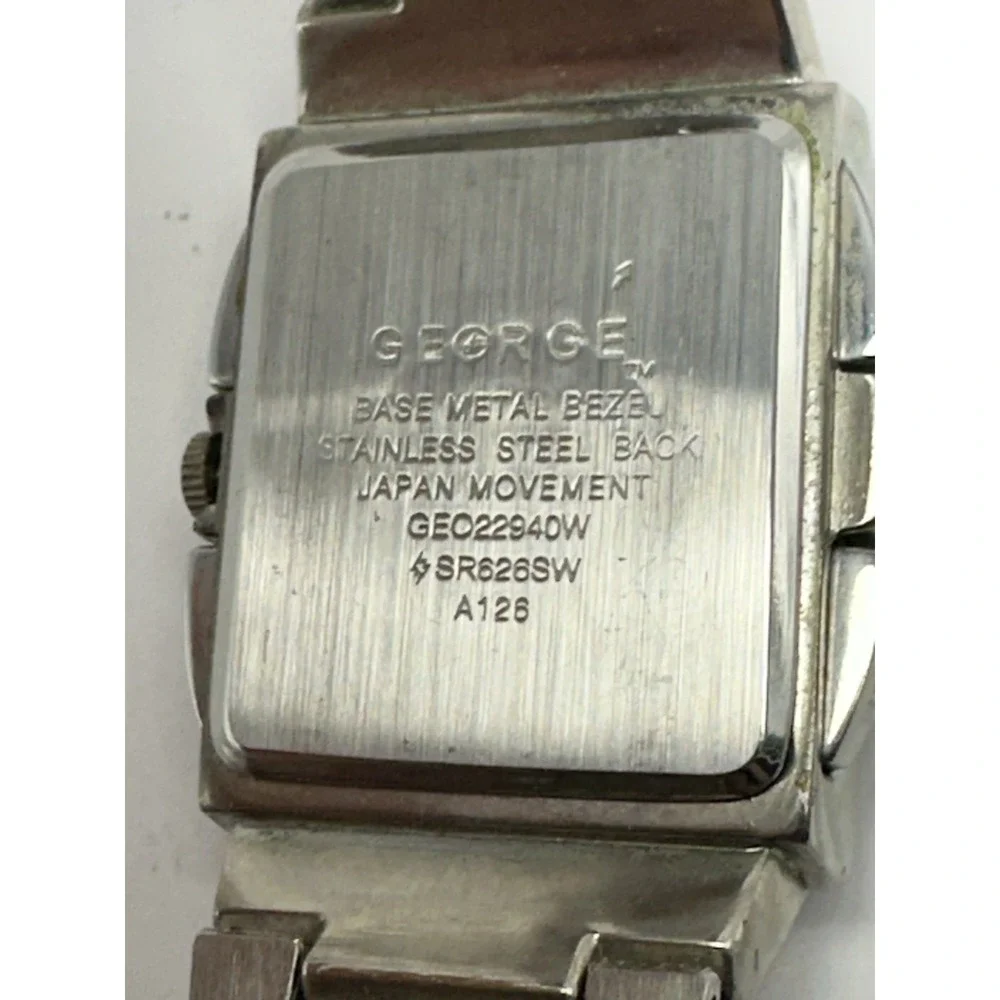 George‎ GEO22940W Mens Tank Watch New Battery 34MM 8